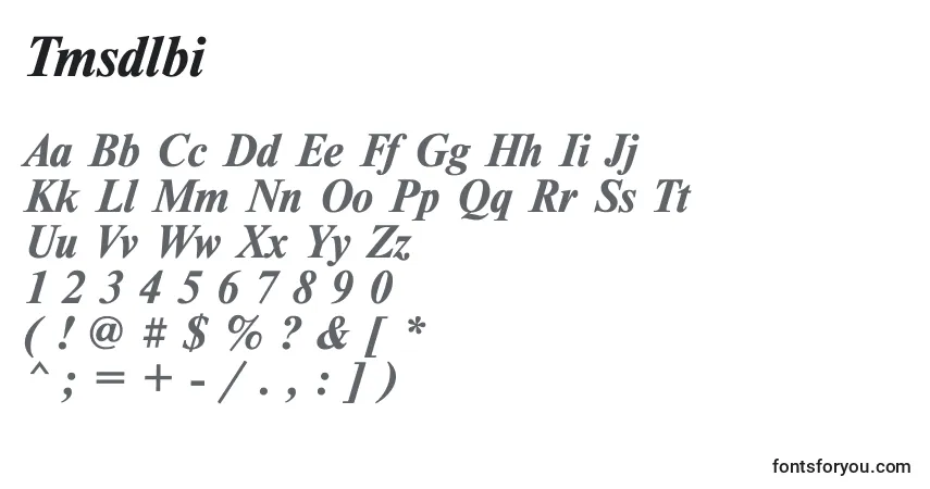 Czcionka Tmsdlbi – alfabet, cyfry, specjalne znaki