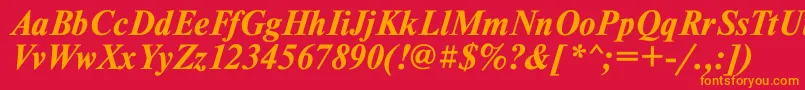 フォントTmsdlbi – 赤い背景にオレンジの文字