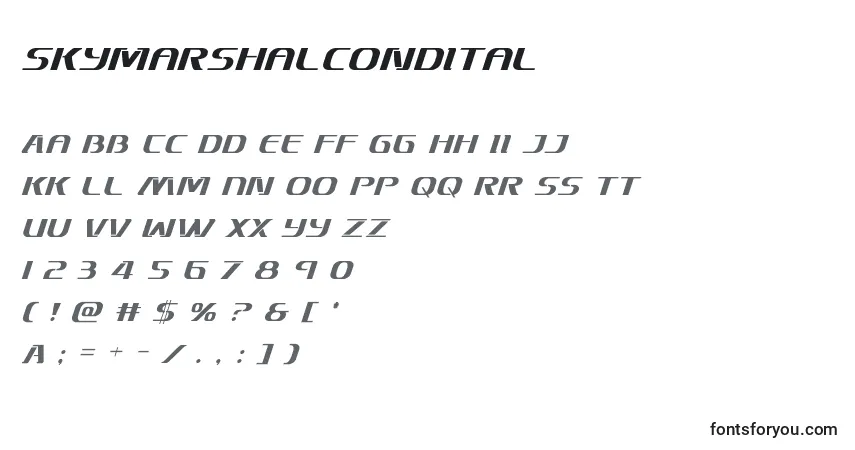 Schriftart Skymarshalcondital – Alphabet, Zahlen, spezielle Symbole