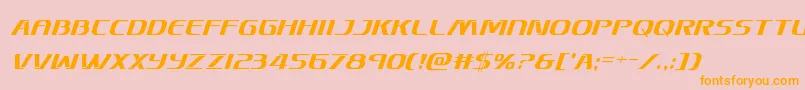 フォントSkymarshalcondital – オレンジの文字がピンクの背景にあります。