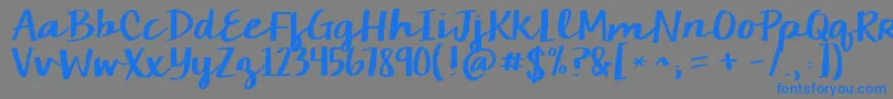 フォントKgcamdenmarketscript – 灰色の背景に青い文字