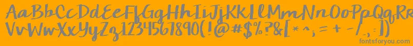 Kgcamdenmarketscript-Schriftart – Graue Schriften auf orangefarbenem Hintergrund