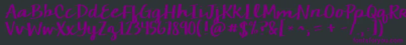 フォントKgcamdenmarketscript – 黒い背景に紫のフォント