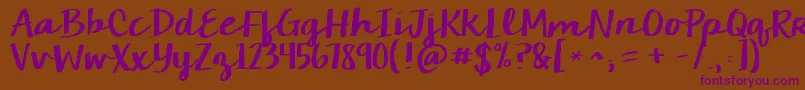 Kgcamdenmarketscript Font – Purple Fonts on Brown Background