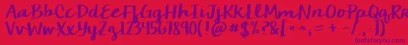 Kgcamdenmarketscript Font – Purple Fonts on Red Background