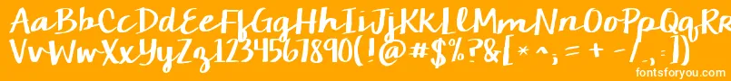 Шрифт Kgcamdenmarketscript – белые шрифты на оранжевом фоне