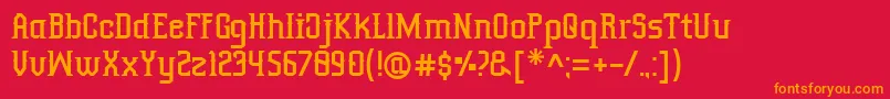 フォントOutromoro – 赤い背景にオレンジの文字