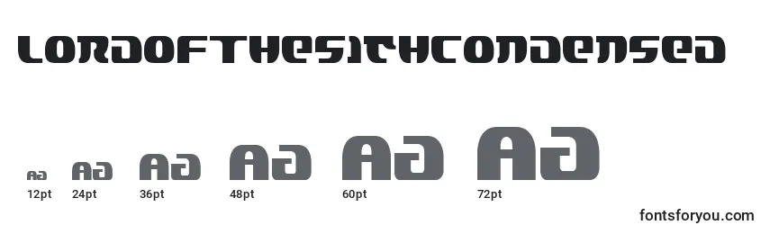 LordOfTheSithCondensed Font Sizes
