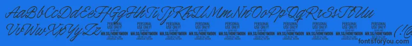 HoneymoonPersonal Font – Black Fonts on Blue Background