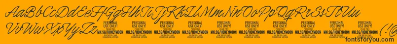 HoneymoonPersonal Font – Black Fonts on Orange Background