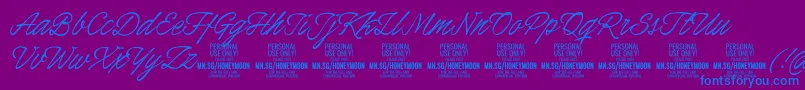 HoneymoonPersonal Font – Blue Fonts on Purple Background