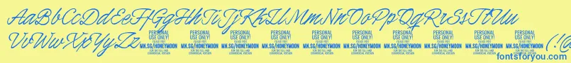 HoneymoonPersonal Font – Blue Fonts on Yellow Background