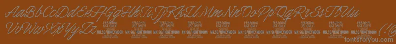 HoneymoonPersonal-Schriftart – Graue Schriften auf braunem Hintergrund