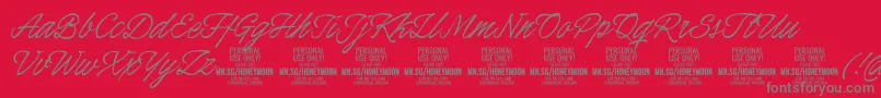 HoneymoonPersonal-Schriftart – Graue Schriften auf rotem Hintergrund