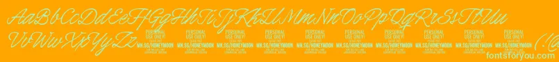 HoneymoonPersonal Font – Green Fonts on Orange Background