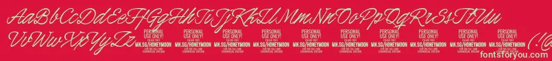 HoneymoonPersonal Font – Green Fonts on Red Background