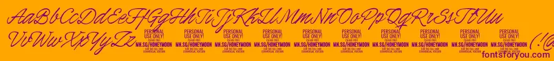 HoneymoonPersonal Font – Purple Fonts on Orange Background