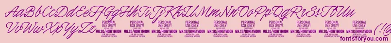 HoneymoonPersonal Font – Purple Fonts on Pink Background