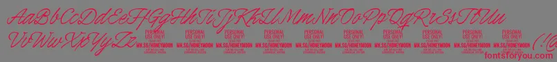 HoneymoonPersonal Font – Red Fonts on Gray Background