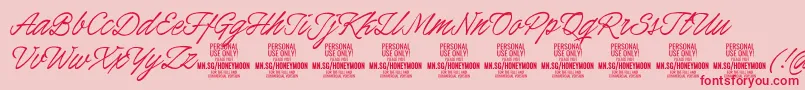 HoneymoonPersonal-Schriftart – Rote Schriften auf rosa Hintergrund