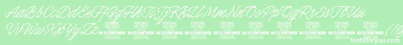 HoneymoonPersonal-Schriftart – Weiße Schriften auf grünem Hintergrund