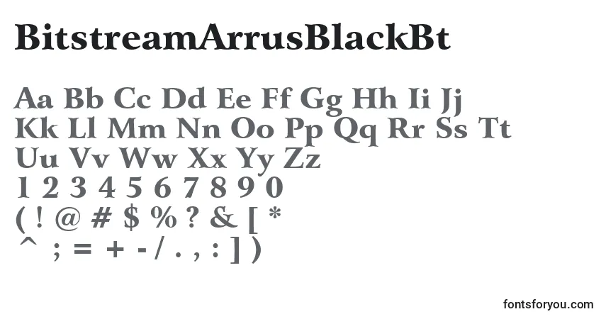 A fonte BitstreamArrusBlackBt – alfabeto, números, caracteres especiais