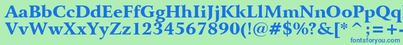 BitstreamArrusBlackBt-fontti – siniset fontit vihreällä taustalla