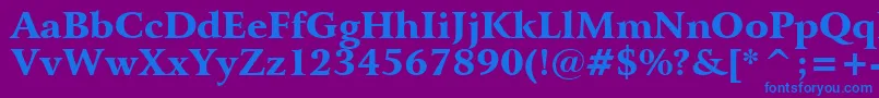 BitstreamArrusBlackBt-fontti – siniset fontit violetilla taustalla