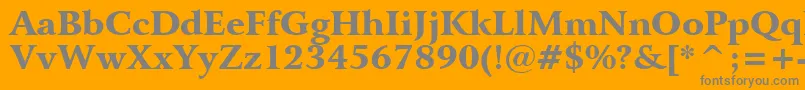 BitstreamArrusBlackBt-Schriftart – Graue Schriften auf orangefarbenem Hintergrund