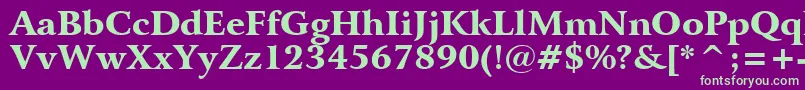 BitstreamArrusBlackBt-Schriftart – Grüne Schriften auf violettem Hintergrund