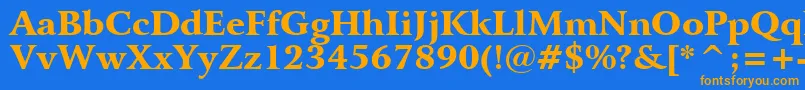 フォントBitstreamArrusBlackBt – オレンジ色の文字が青い背景にあります。