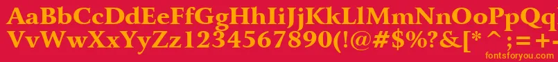 BitstreamArrusBlackBt-Schriftart – Orangefarbene Schriften auf rotem Hintergrund