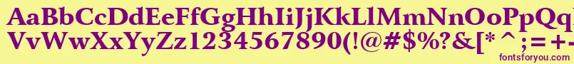 フォントBitstreamArrusBlackBt – 紫色のフォント、黄色の背景