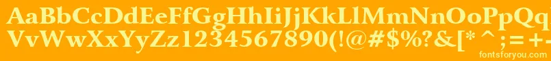 BitstreamArrusBlackBt-Schriftart – Gelbe Schriften auf orangefarbenem Hintergrund