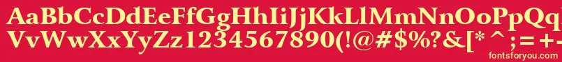 BitstreamArrusBlackBt-fontti – keltaiset fontit punaisella taustalla
