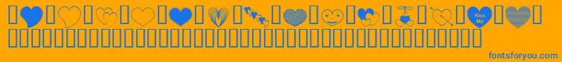 Weitere Informationen zur ApJusthearts-Schriftart ApJusthearts-Schriftart – Blaue Schriften auf orangefarbenem Hintergrund
