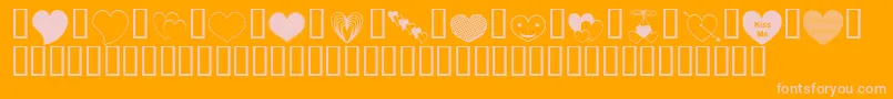 ApJusthearts-Schriftart – Rosa Schriften auf orangefarbenem Hintergrund