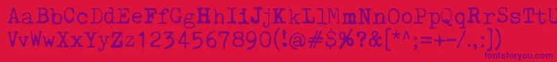 PelkistettyaTodellisuutta-Schriftart – Violette Schriften auf rotem Hintergrund