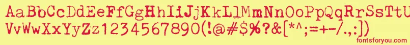 PelkistettyaTodellisuutta-fontti – punaiset fontit keltaisella taustalla