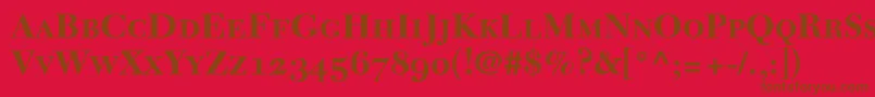 Шрифт NewCaledoniaBoldSmallCapsOldStyleFigures – коричневые шрифты на красном фоне