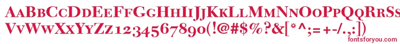 フォントNewCaledoniaBoldSmallCapsOldStyleFigures – 白い背景に赤い文字