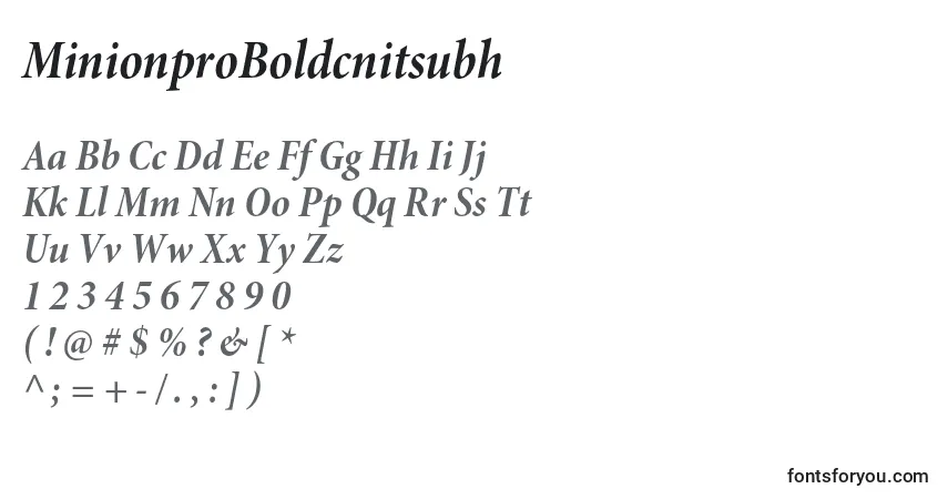 A fonte MinionproBoldcnitsubh – alfabeto, números, caracteres especiais
