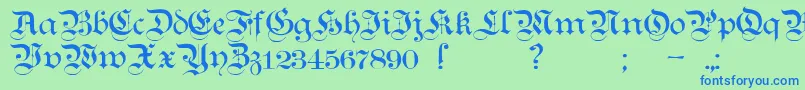 TeutonicNo1Demibold-Schriftart – Blaue Schriften auf grünem Hintergrund
