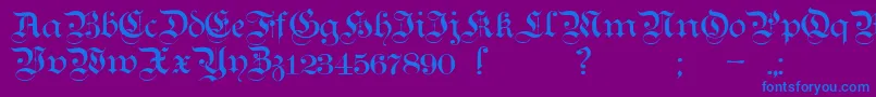 TeutonicNo1Demibold-Schriftart – Blaue Schriften auf violettem Hintergrund