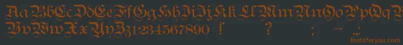 TeutonicNo1Demibold-Schriftart – Braune Schriften auf schwarzem Hintergrund