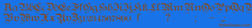 TeutonicNo1Demibold-Schriftart – Braune Schriften auf blauem Hintergrund