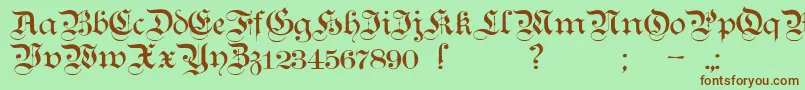TeutonicNo1Demibold-Schriftart – Braune Schriften auf grünem Hintergrund