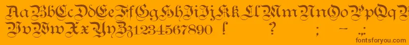 TeutonicNo1Demibold-fontti – ruskeat fontit oranssilla taustalla