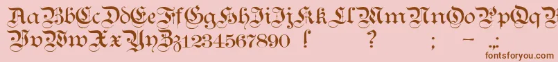 TeutonicNo1Demibold-fontti – ruskeat fontit vaaleanpunaisella taustalla