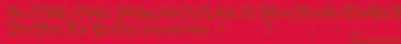 TeutonicNo1Demibold-fontti – ruskeat fontit punaisella taustalla